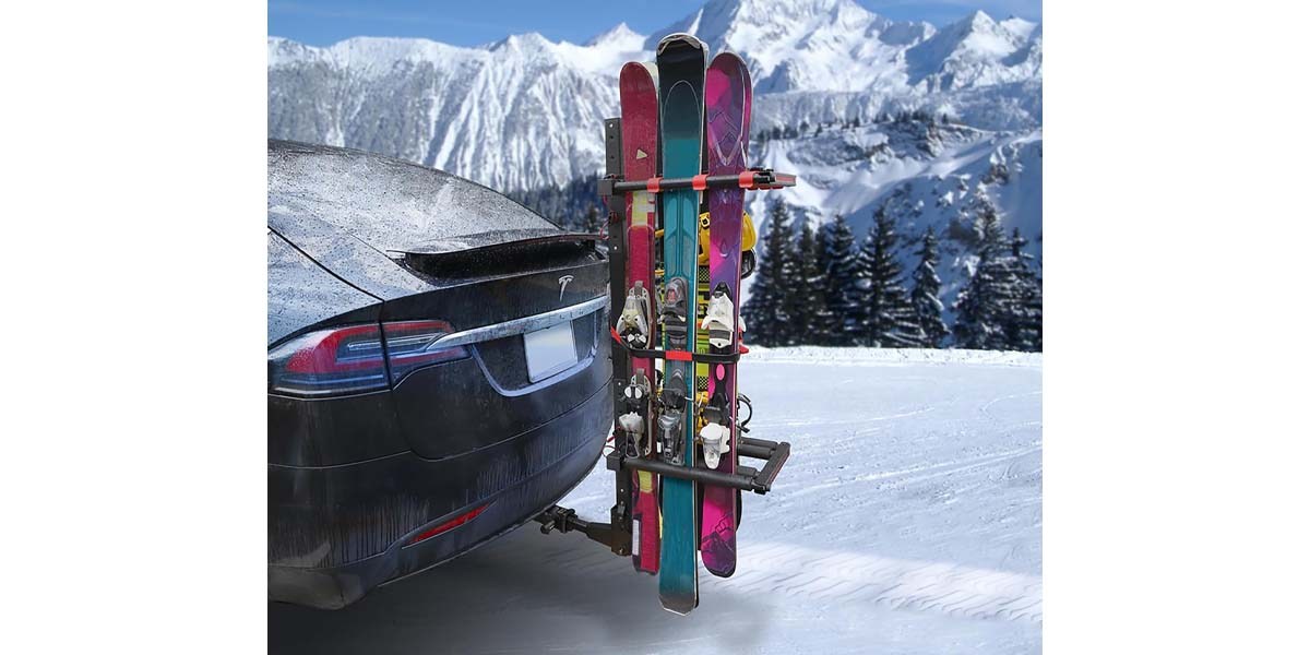 Tyger Auto Folding Hitch-Mounted Ski &amp; Snowboard Rack