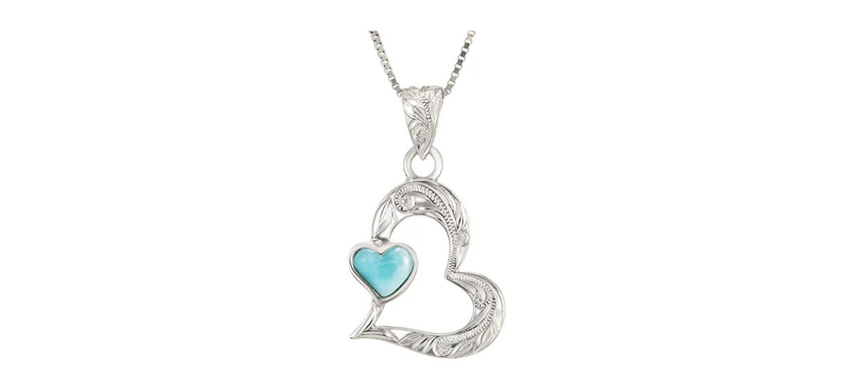 Best Larimar Hawaiian Double Heart Necklace Best Larimar Hawaiian Double Heart Necklace