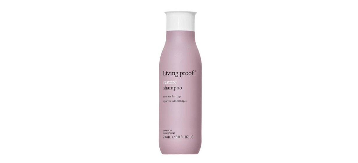 Purple bottle of Living Proof Restore Shampoo