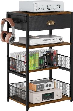 Hongtamoya 4-Tier AV Media Stand with Drawer