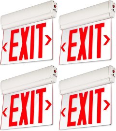 LeonLite Battery-Powered Emergency Exit Sign w/ Lights, 4 Pack