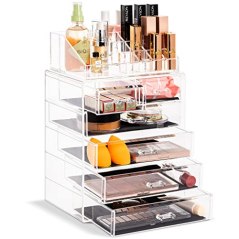 Sorbus Acrylic Cosmetics Makeup and Jewelry Storage Case Display Set