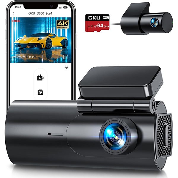 GKU Dash Cam Front and Rear Camera