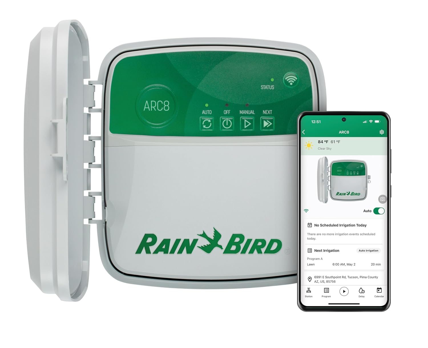 Rain Bird ARC8 App-Based Indoor/Outdoor Smart WiFi Irrigation Sprinkler Timer