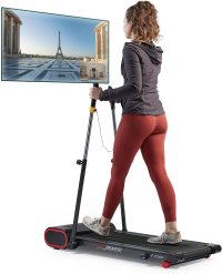 Sunny Health & Fitness Slim Walking Pad Treadmill with Handlebars