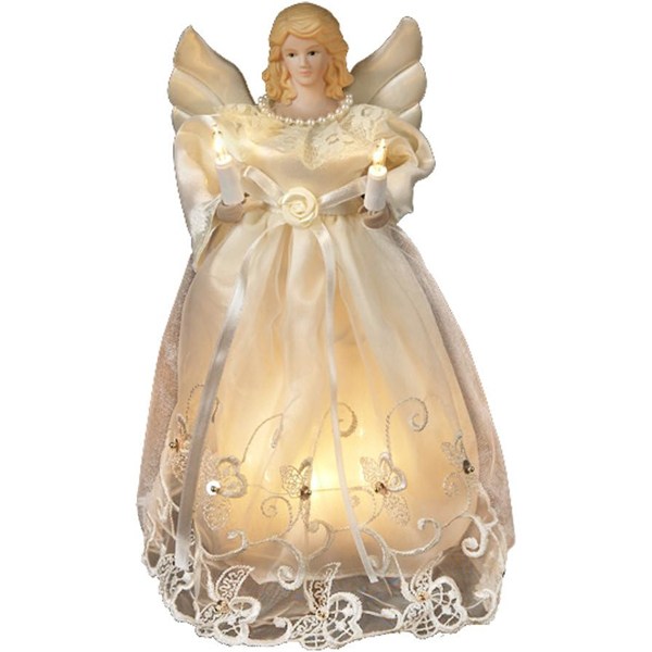 Kurt Adler 10-inch Gold and Ivory Angel Treetop