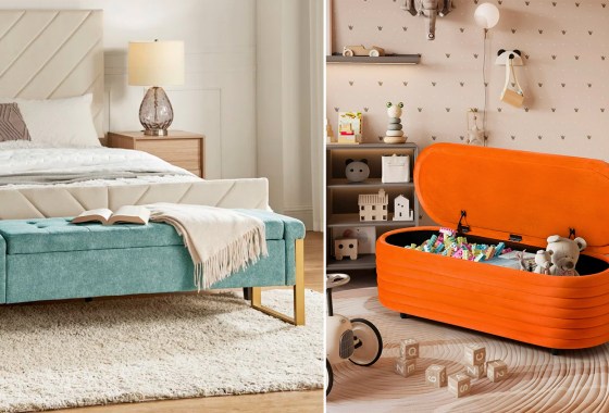 Add color (and organization) to any room with an upholstered storage bench