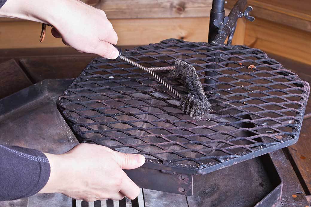 Scrubbing a grill