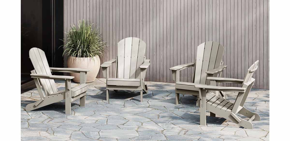 Sand Elland HDPE Folding Adirondack Chair (Set of 4)