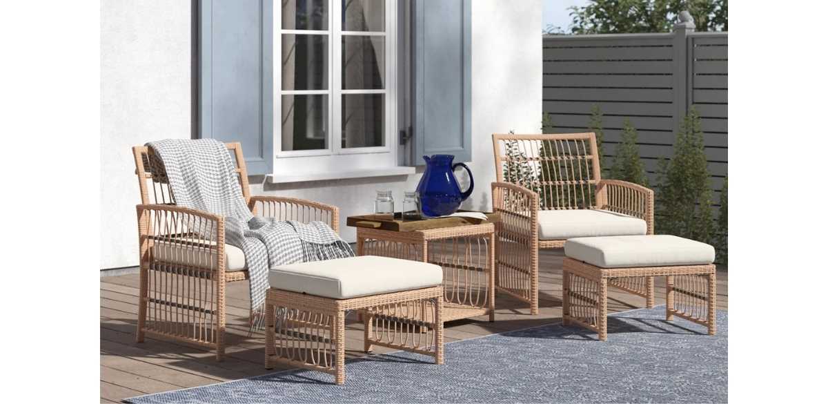 Lark Manor Anthippi Wicker 2-Person Outdoor Seating Group with Cushions