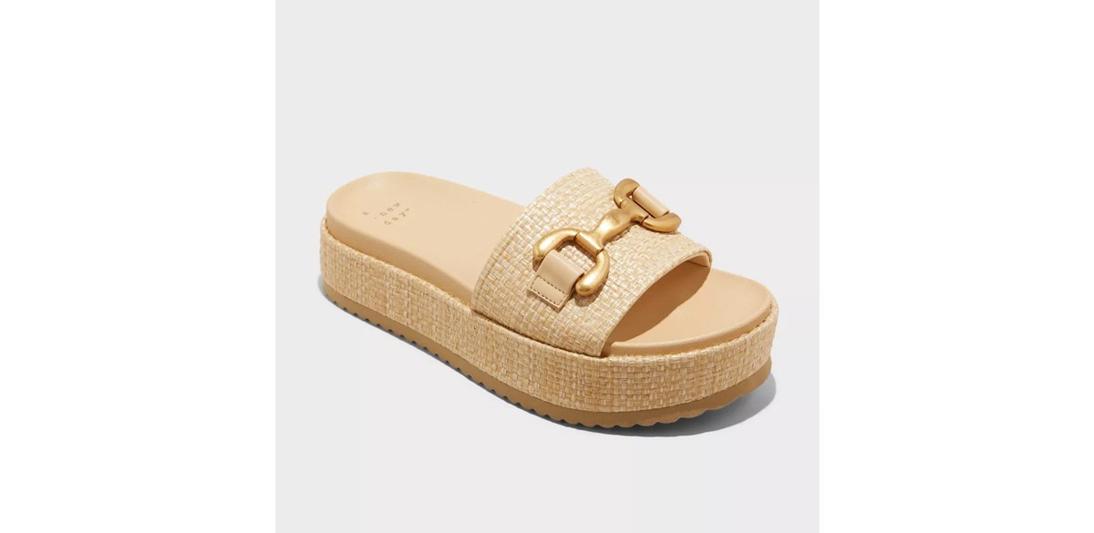 Women's Agnes Platform Slide Sandals - A New Day Beige