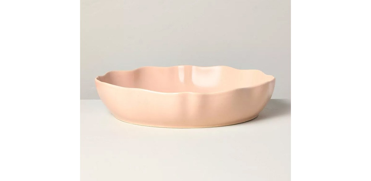 Scalloped Stoneware Shallow Serving Bowl Blush