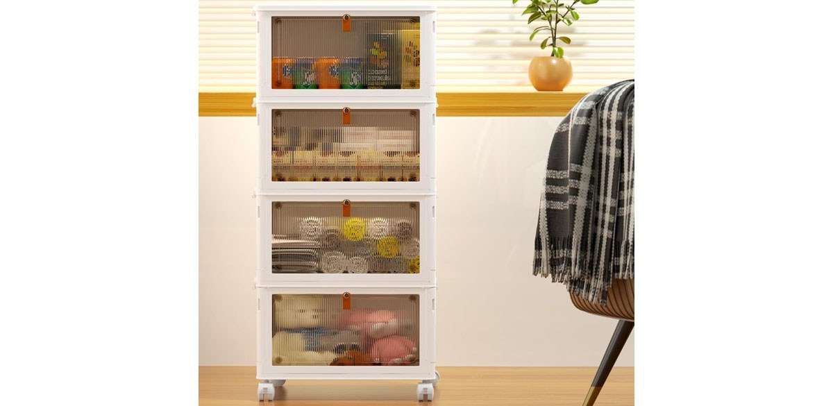 YFXCVSL 4 Tier Plastic Storage Bins with Lid
