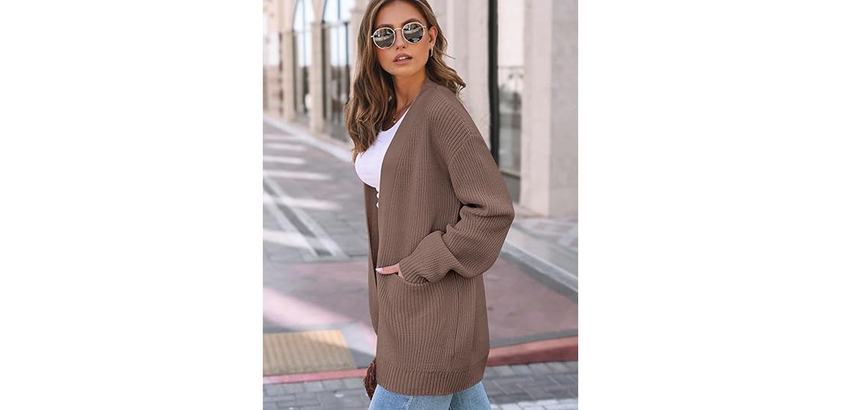 LILLUSORY Womens Oversized Soft Knit Cardigan Sweater with Pockets