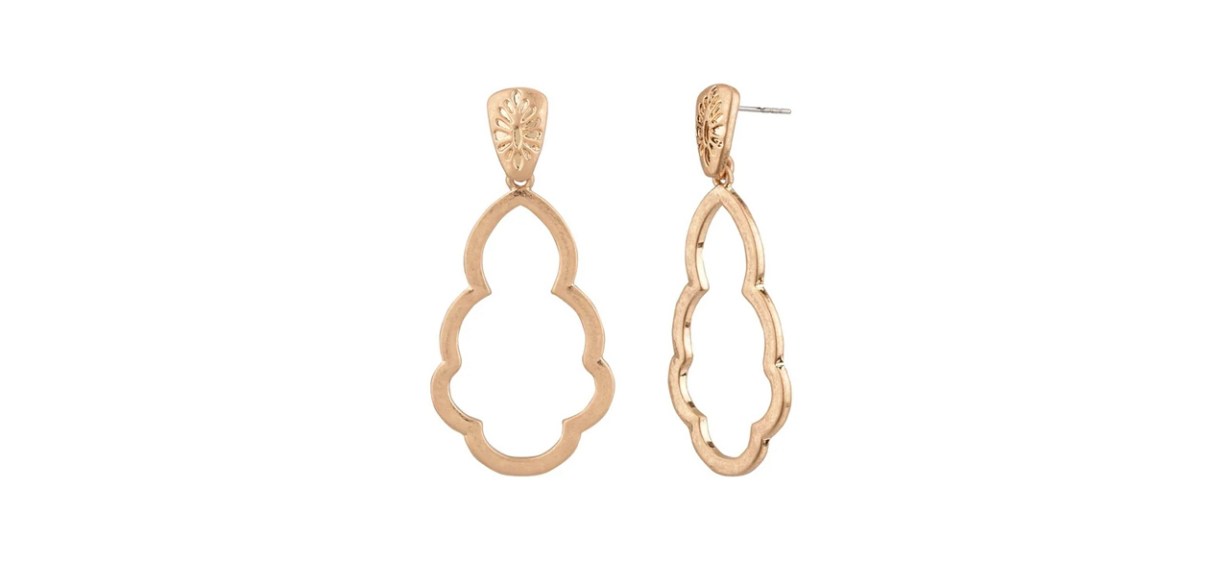 The Pioneer Woman Open Etched Gold-Tone Drop Earrings
