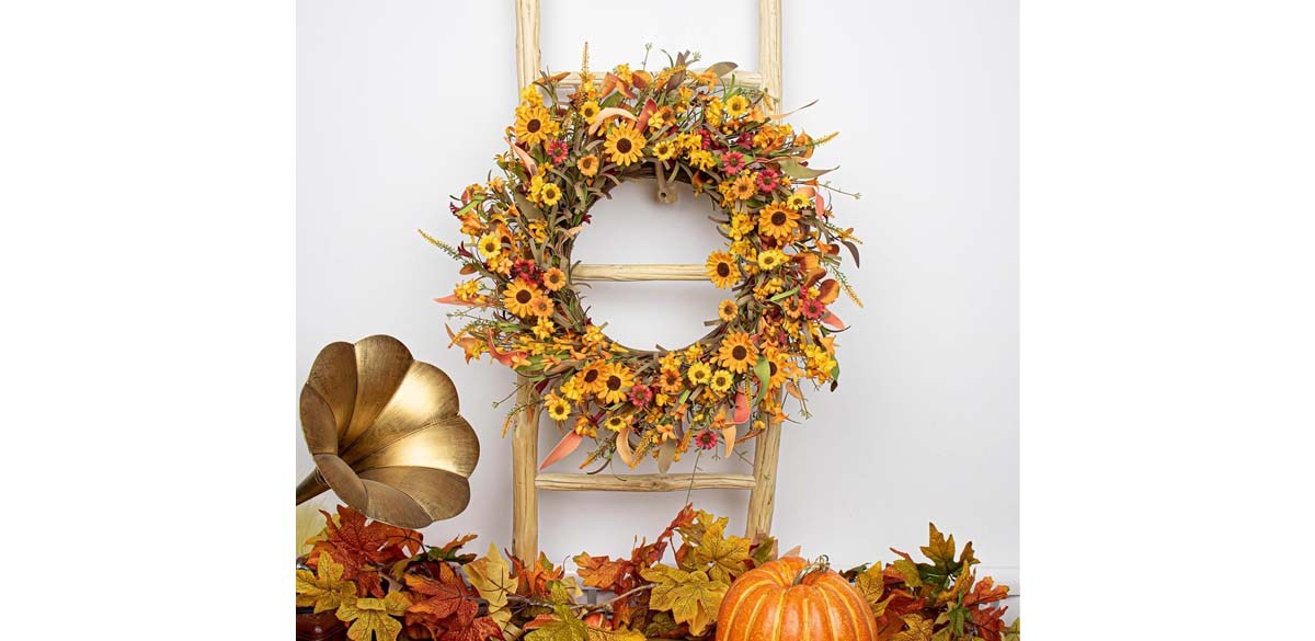J'FLORU Artificial Fall Wreath