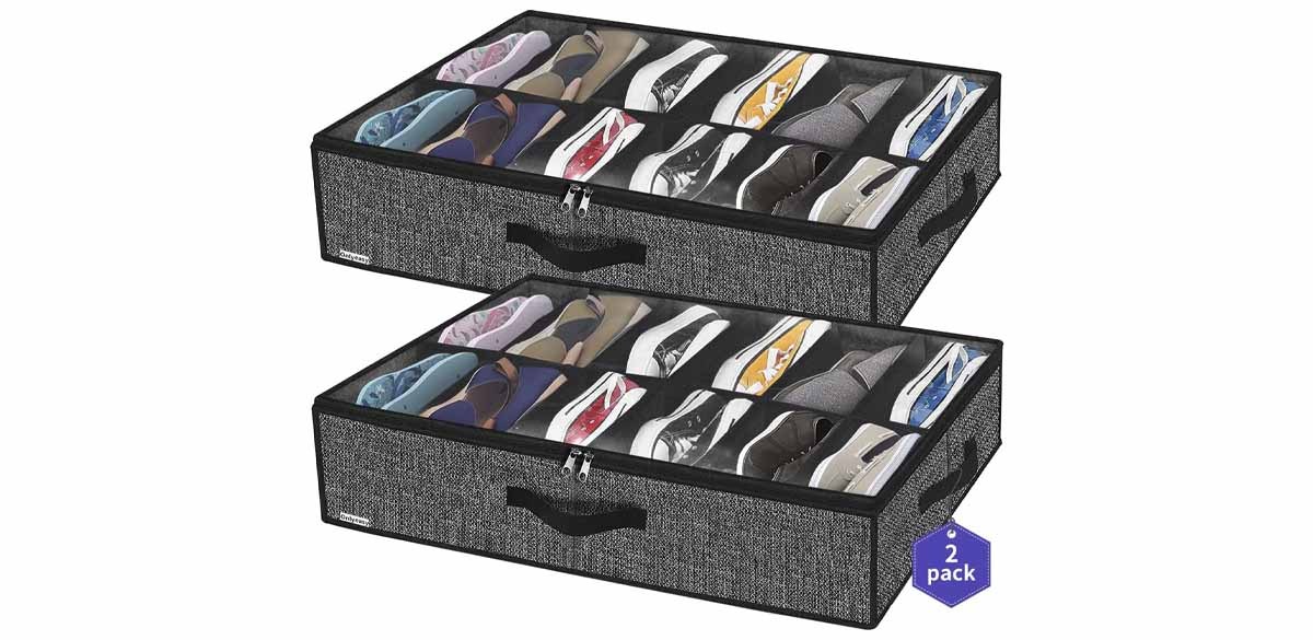 Onlyeasy Sturdy Under Bed Shoe Storage Organizer, Set of 2