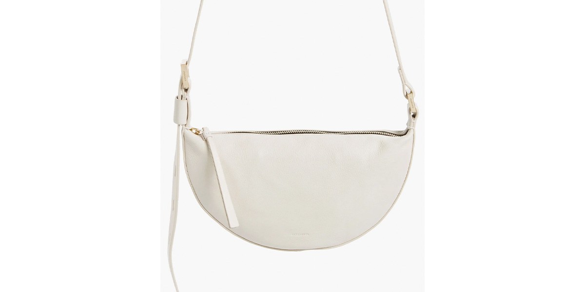 AllSaints Half Moon Leather Crossbody Bag