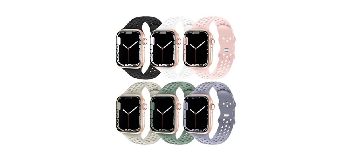 Aopigavi Six-Pack Of Breathable Apple Watch Sport Bands