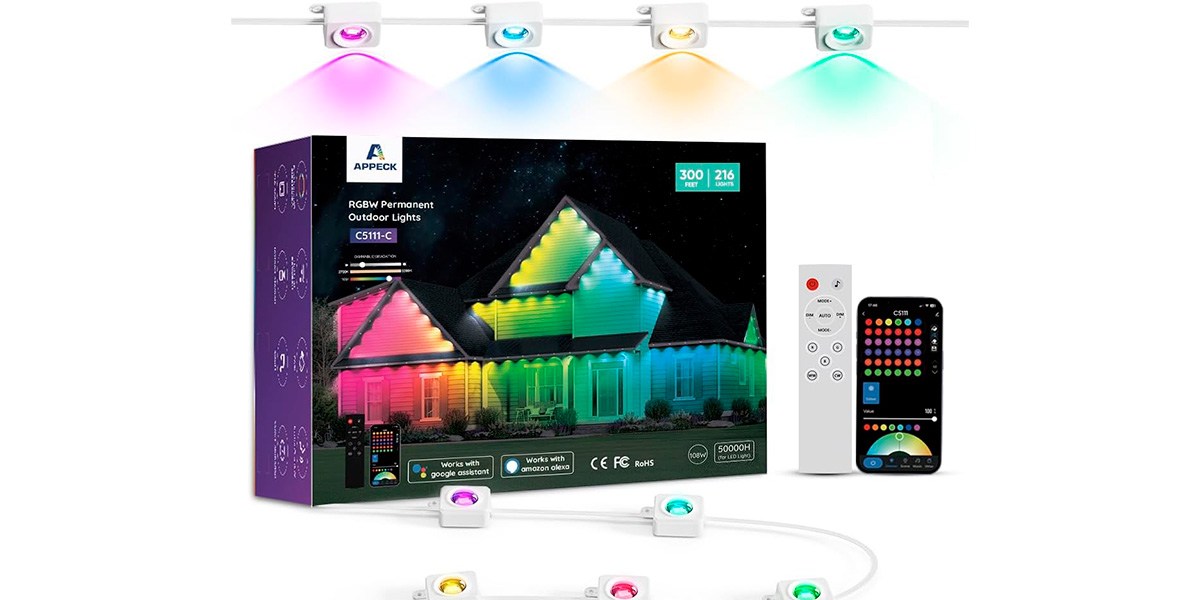 APPECK Permanent Outdoor Lights 300ft with 216 LED Lights