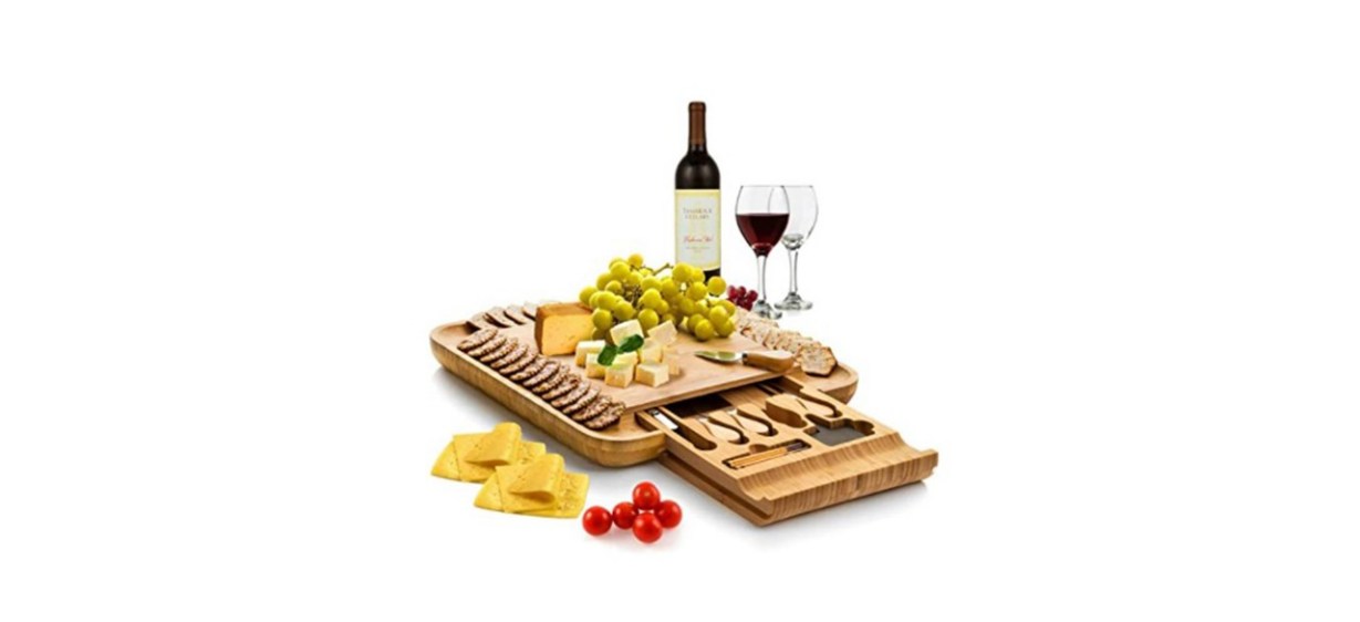 Bamboo Charcuterie Serving Board and Knife Set 