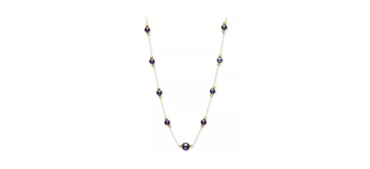 Best Belle De Mer 18-inch Cultured Freshwater Black Pearl Necklace