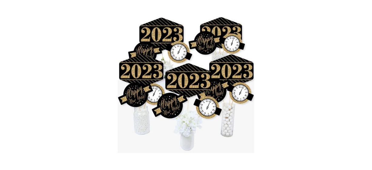 Big Dot of Happiness New Year's Eve Party Centerpiece Sticks 