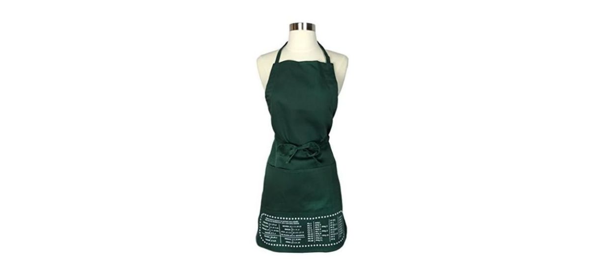 The Smart Baker Cheat Sheet Baking Apron with Measurement Conversions, green