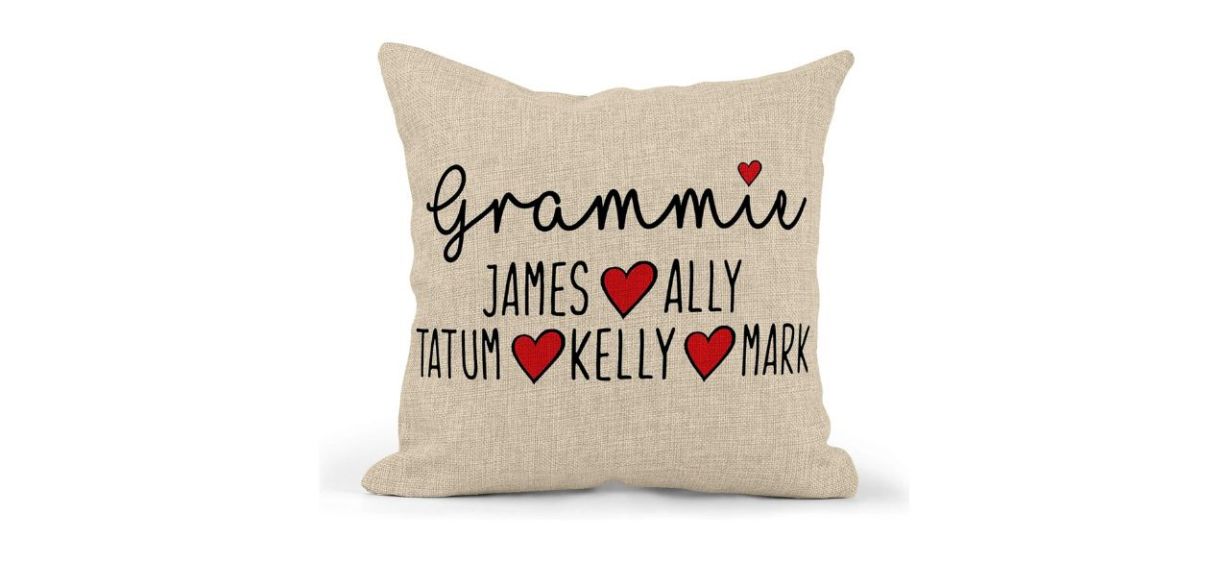GLAM Grandma Pillow with personalized names of grandchildren on it