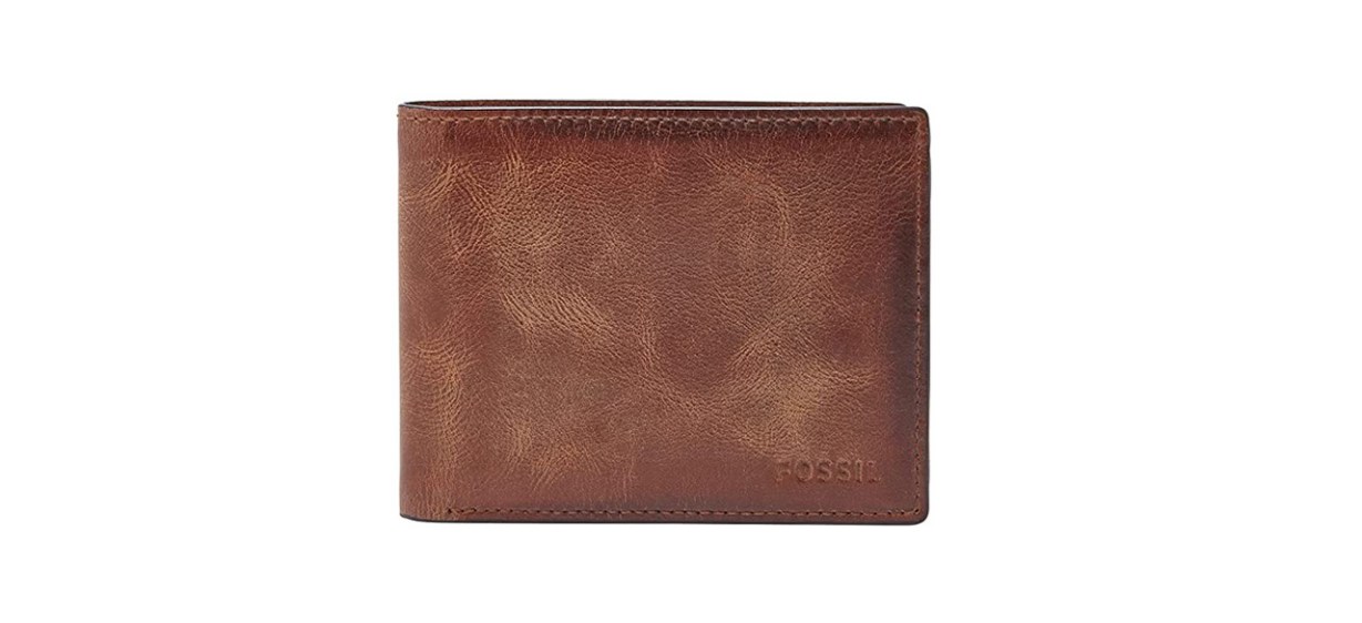 Fossil Derrick RFID-Blocking Leather Bifold Wallet with Flip ID Window Fossil Derrick RFID-Blocking Leather Bifold Wallet with Flip ID Window