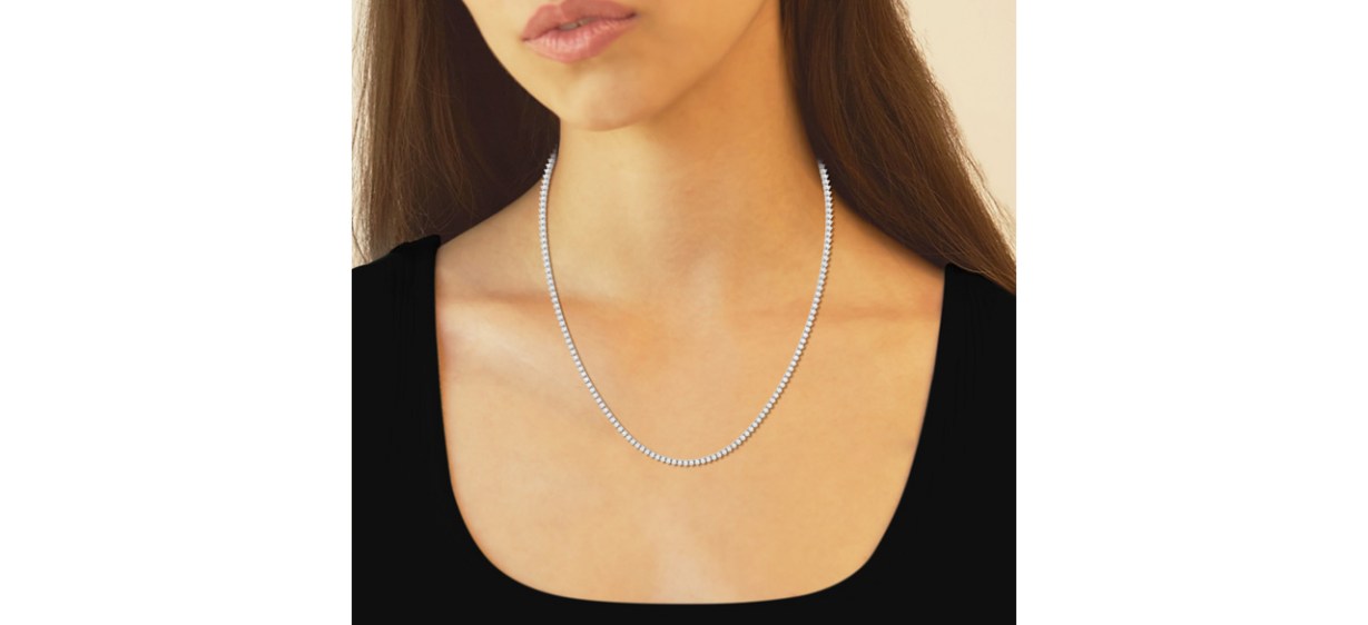 näas 5 ctw Round Lab Grown Diamond Three-Prong Tennis Necklace