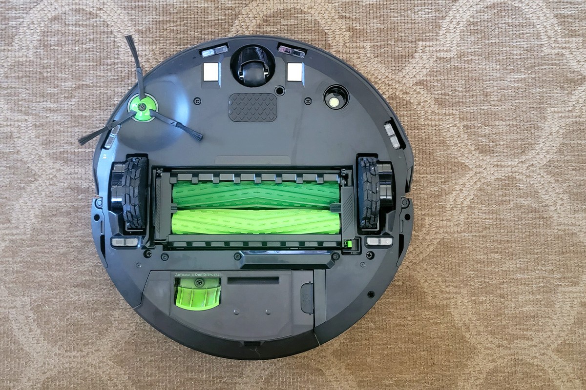 iRobot Roomba j7+ Combo upside down on carpet