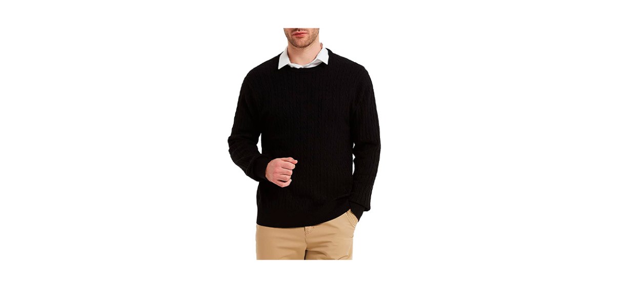 Best Kallspin Men's Cable Knit Crewneck Sweater
