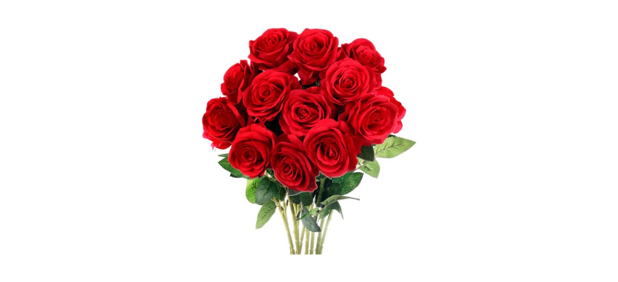 Best Mocoosy 12 Red Rose Artificial Flowers