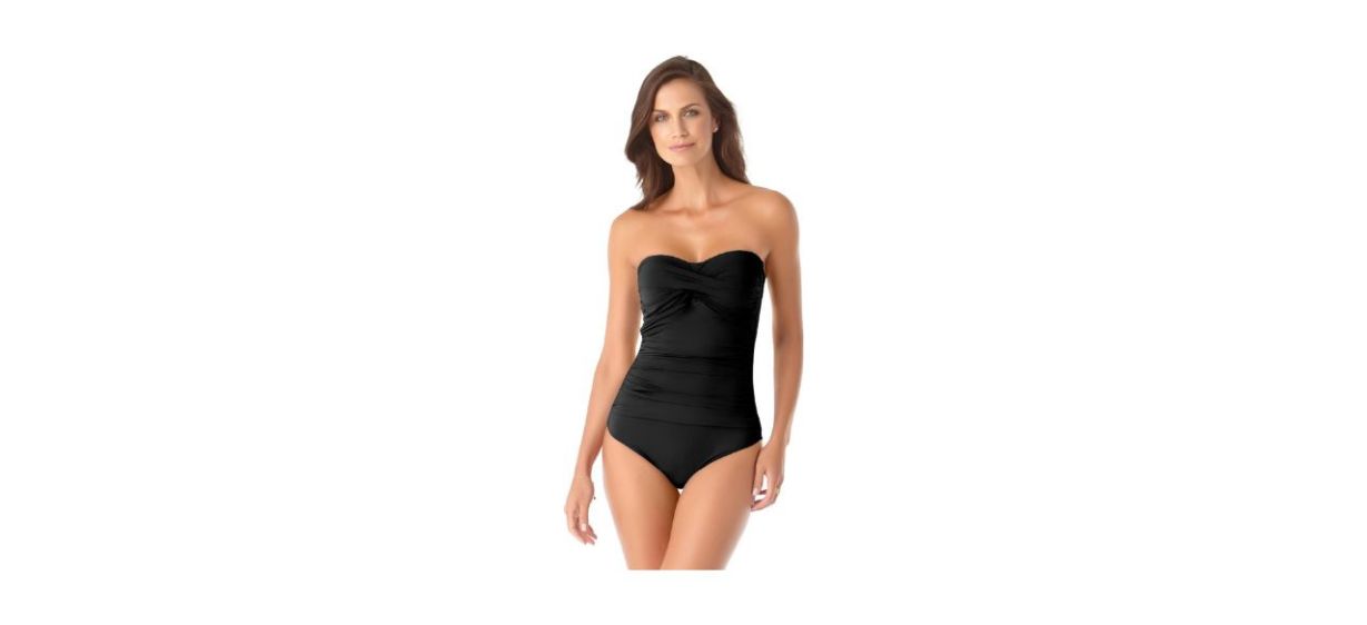 Anne Cole Twist-Front Ruched One-Piece Swimsuit