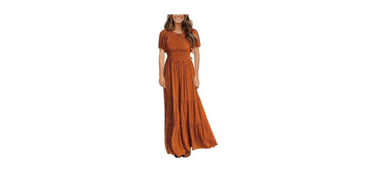 Kranda Flutter Style Smocked Maxi Dress