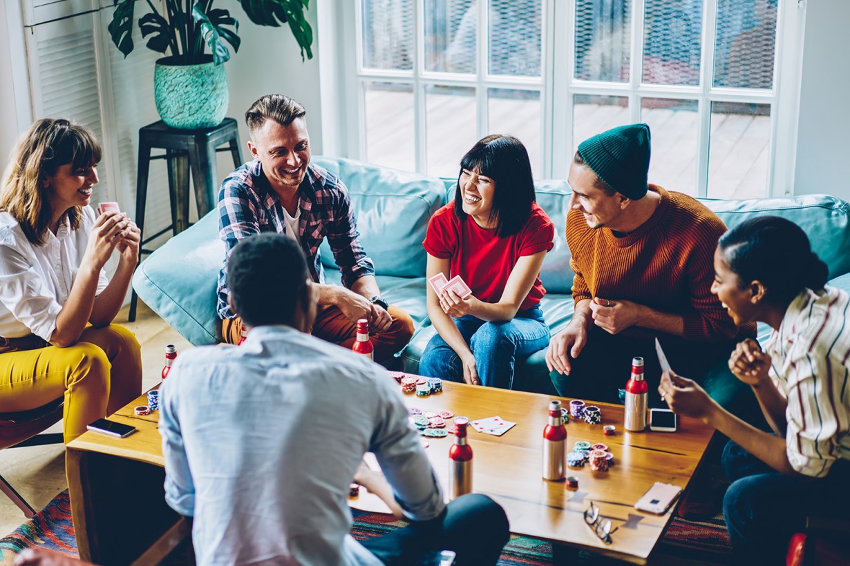 a group playing cards