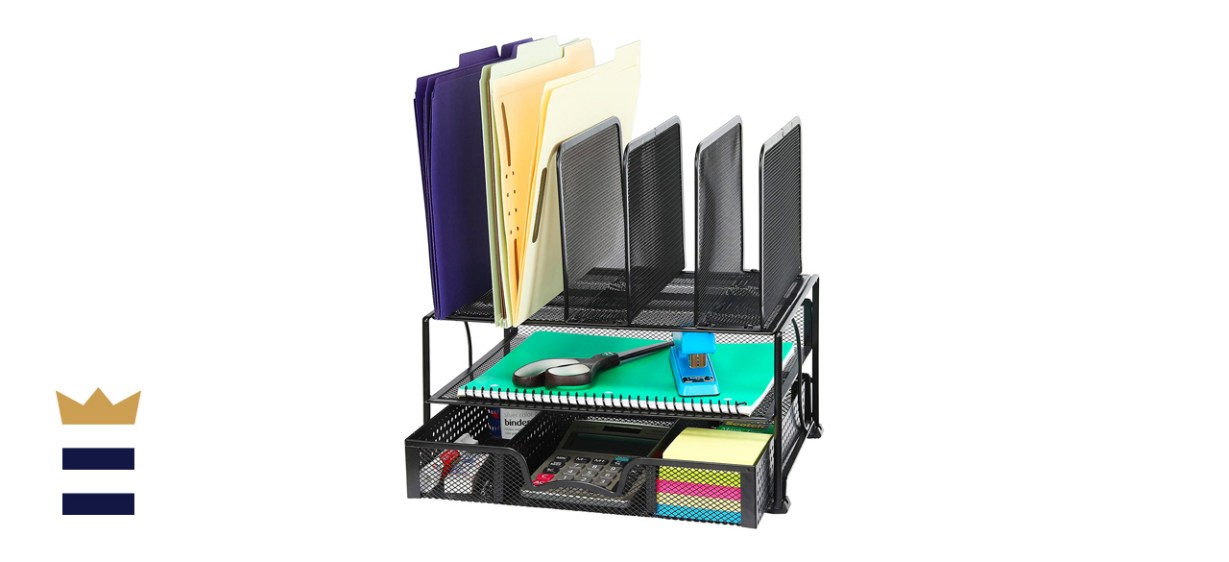 SimpleHouseware Mesh Desk Organizer with Sliding Drawer