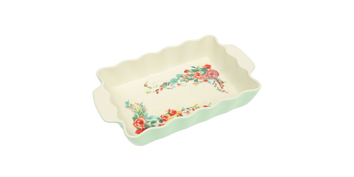 The Pioneer Woman Painted Meadow Ruffle Green 9x13-inch Stoneware Baking Dish