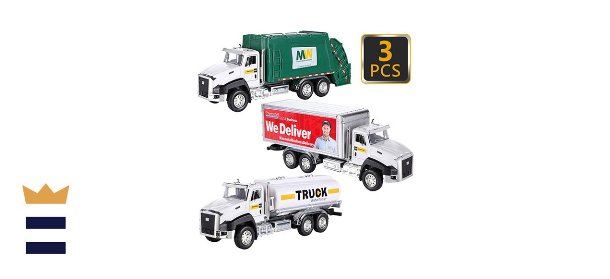 GC Three-Pack of Metal Diecast Toy Semi Trucks and Garbage Truck