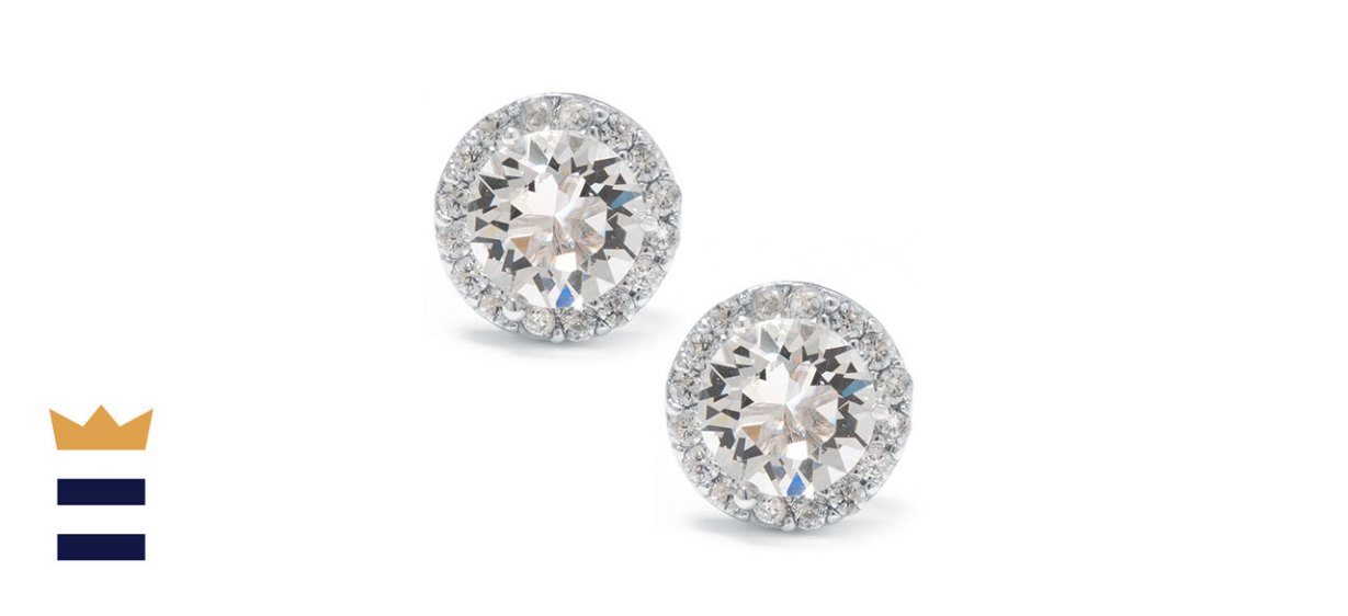 Giani Bernini Fine Crystal Sterling Silver Round Halo Earrings