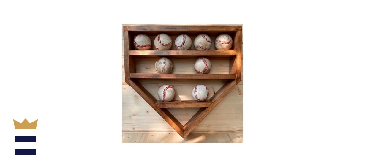 Home plate baseball display case wall shelf