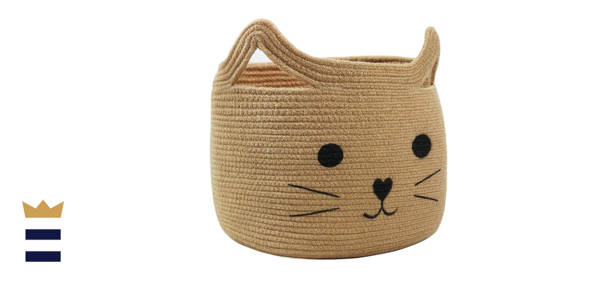 Large Woven Jute Rope Cat Storage Basket
