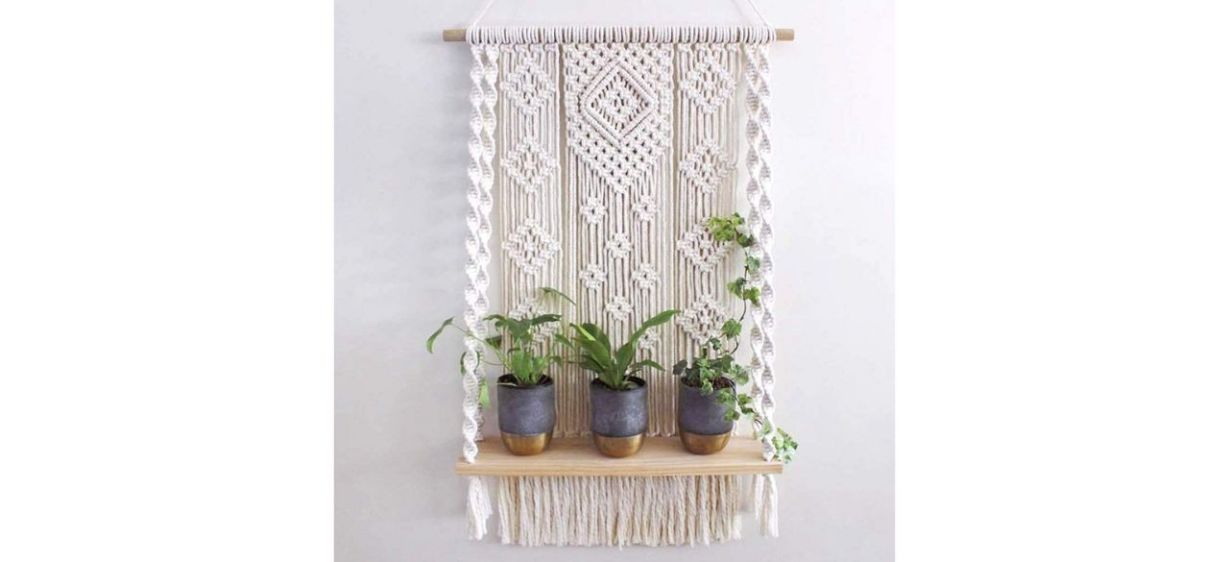 Amiaedu Handmade Macrame Wall Hanging Shelf