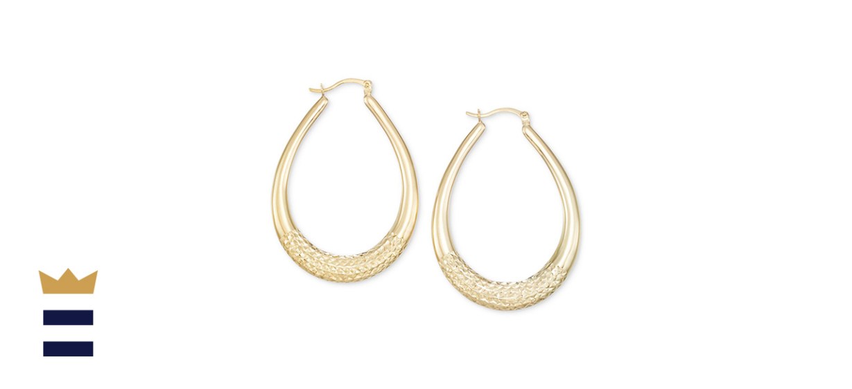 Macy's Large Patterned Teardrop Hoop Earrings in 14K Gold Vermeil