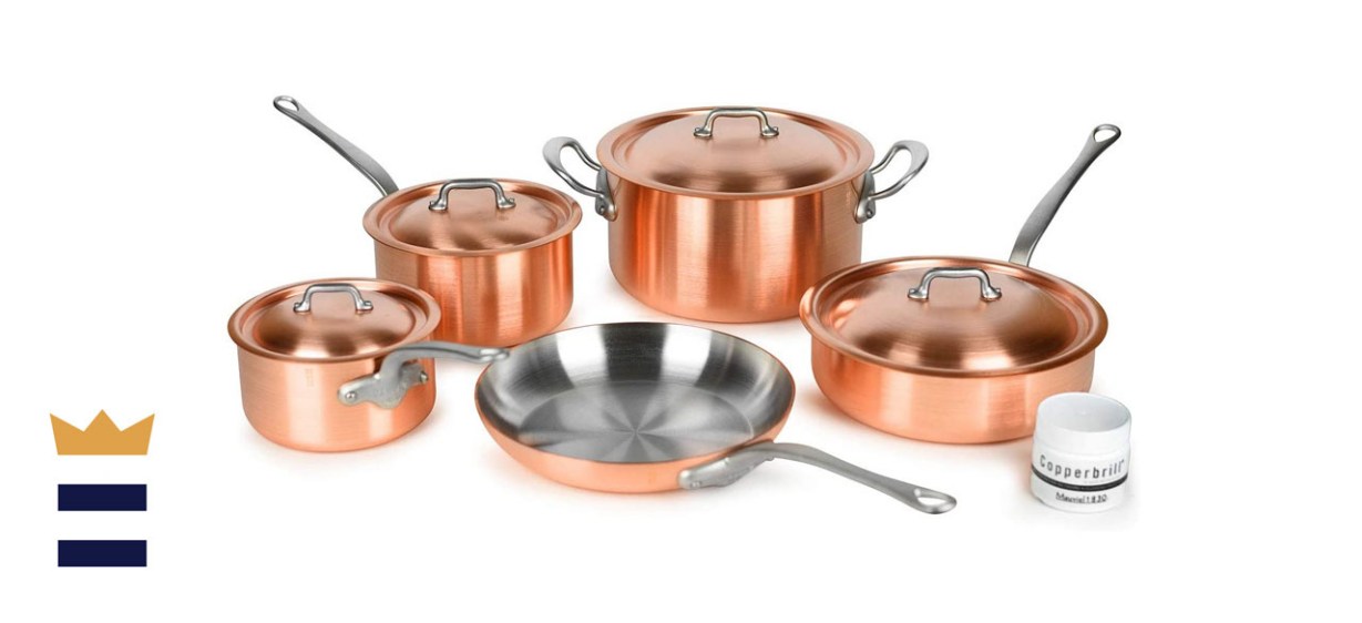Mauviel 2.5mm Brushed Copper Cookware 9-Piece Set