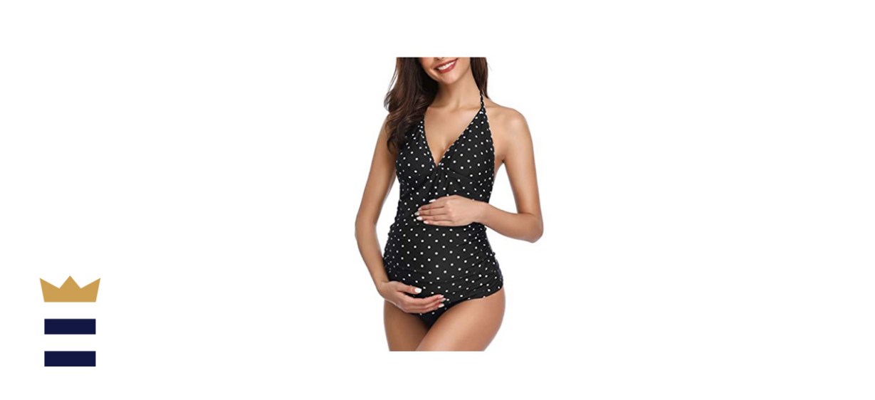 MIYang Halter Neck Maternity Tankini Swimsuit