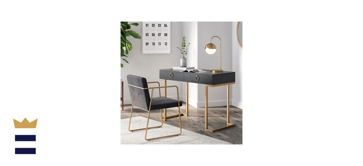 Nathan James Leighton Black 2-Drawer Writing Desk