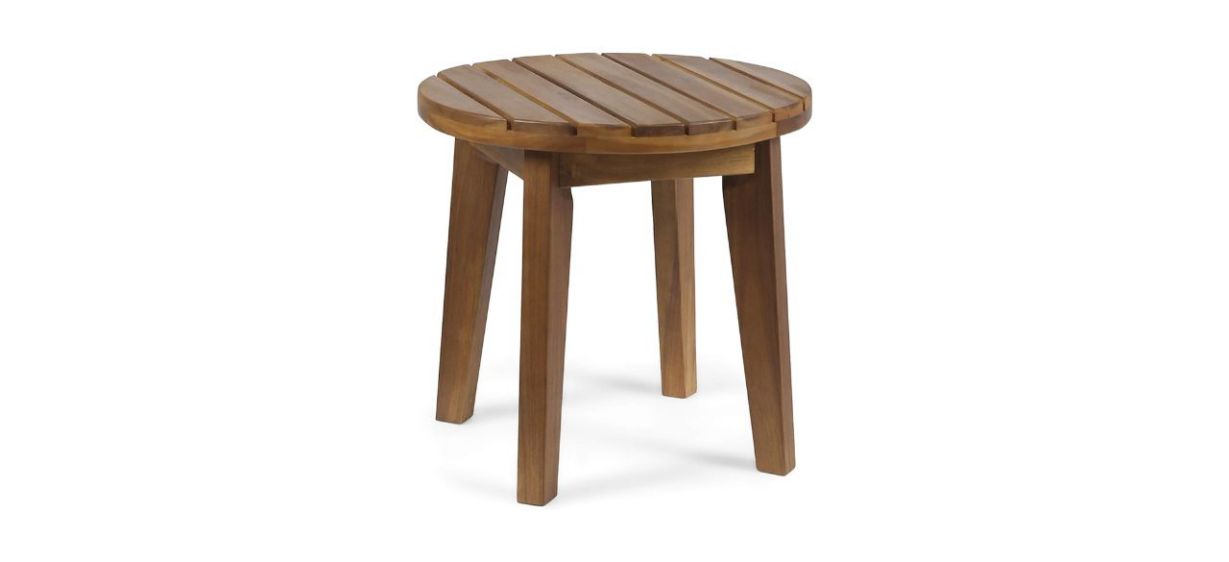 Christopher Knight Home Parker Outdoor 16-inch Acacia Wood Side Table on white background