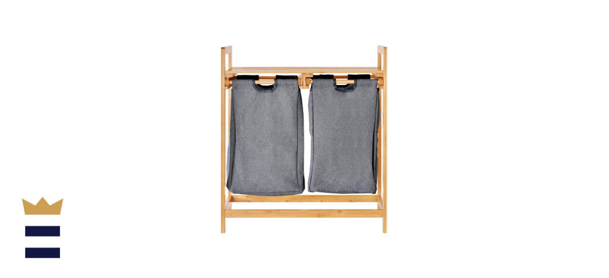 Toilettree Products Bamboo Laundry Hamper with Dual Compartments